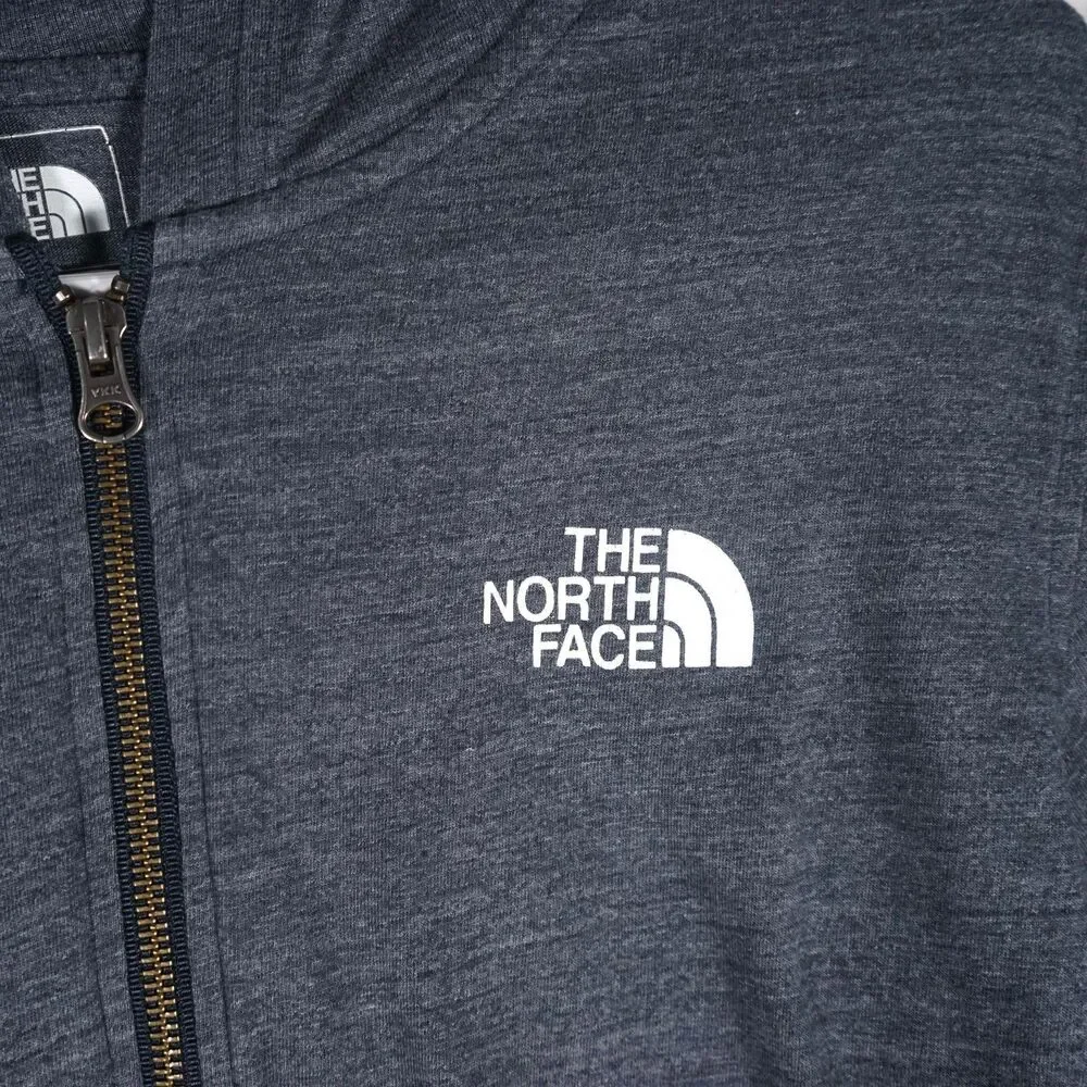 The North Face Full Zip Hoodie Grey American Flag Stars Logo Mens Medium
